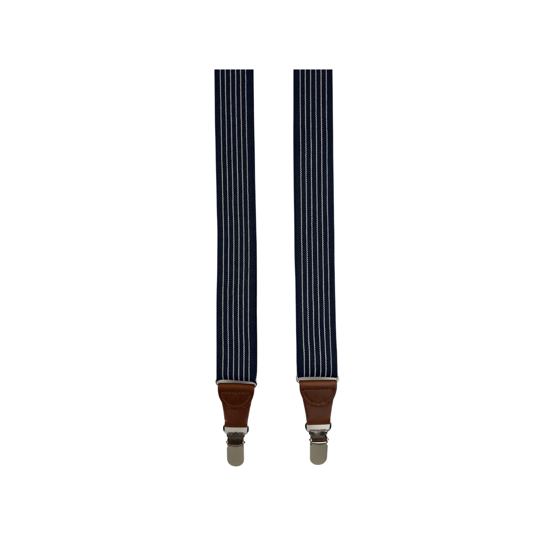 Black Suspender with White Stripe and Brown Leather