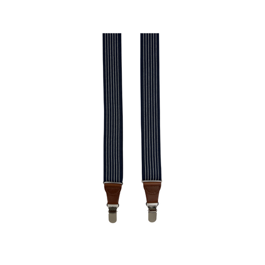 Black Suspender with White Stripe and Brown Leather