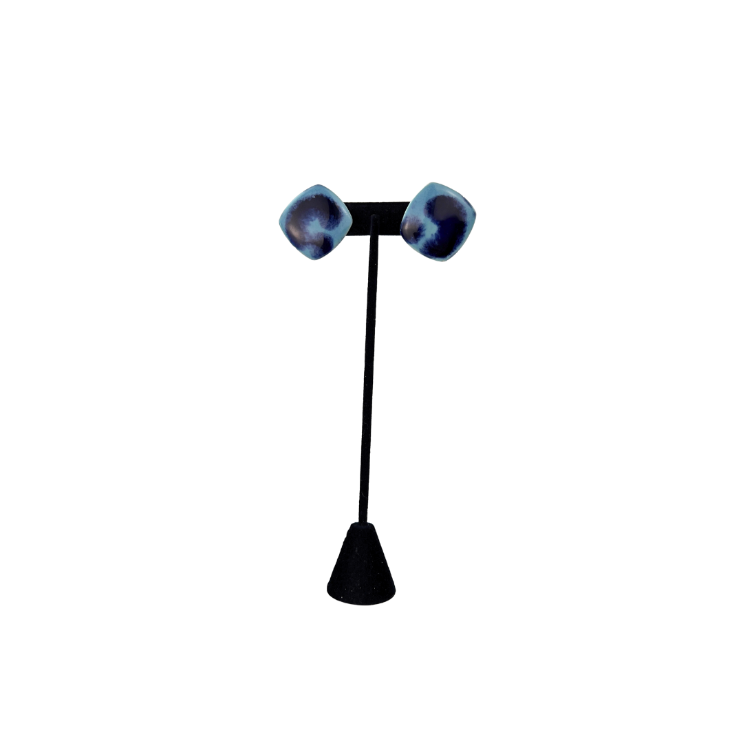 Square Blue and Navy Enamel Studs