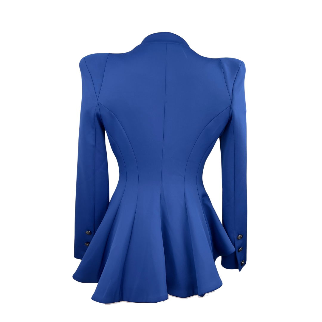 Blue Asymmetrical Peplum Blazer