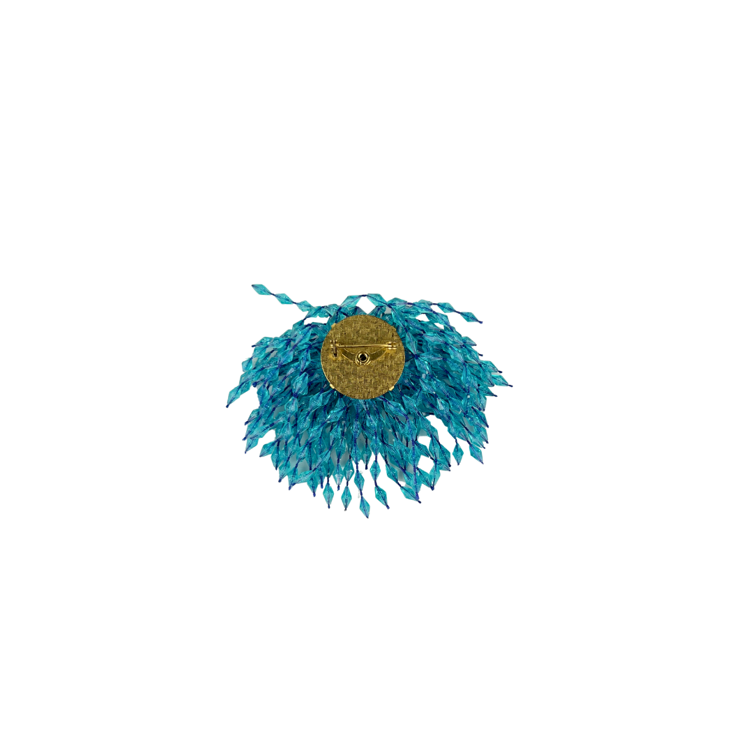Turquoise Beaded Fringe Brooch