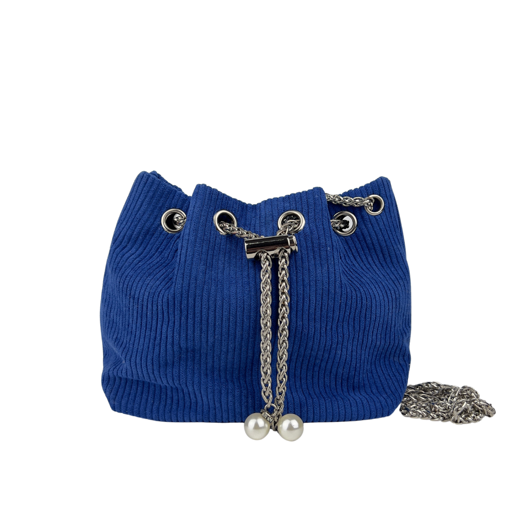 Blue Corduroy Bucket Bag