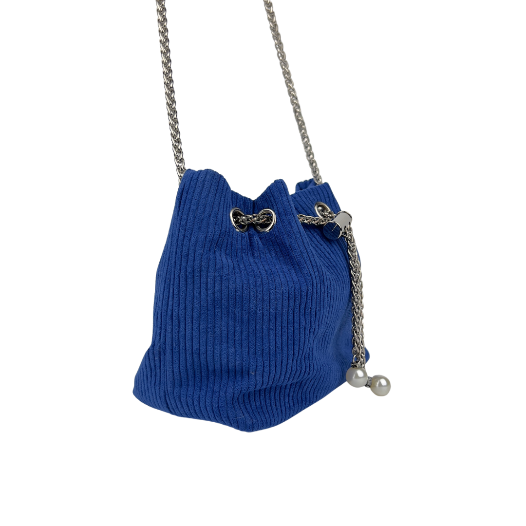 Blue Corduroy Bucket Bag