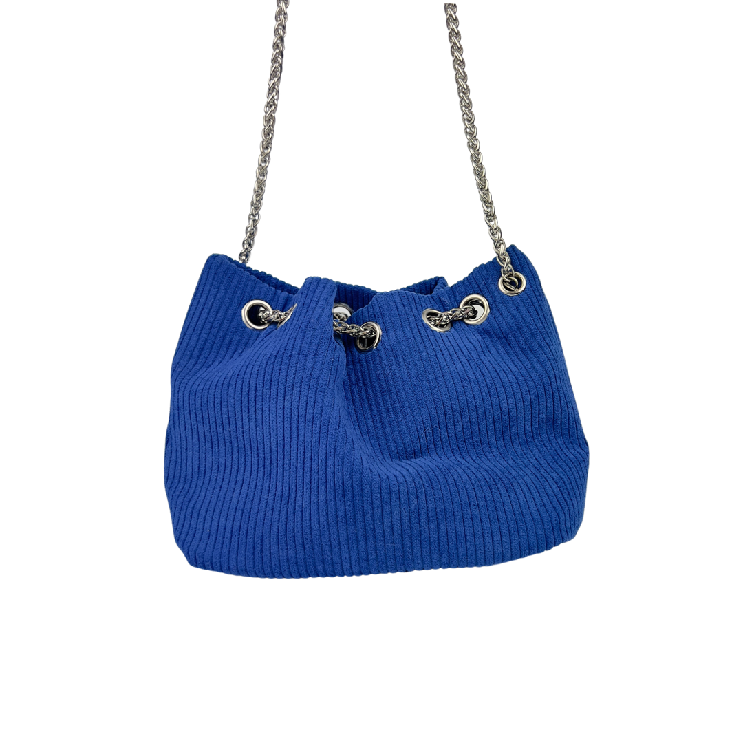 Blue Corduroy Bucket Bag