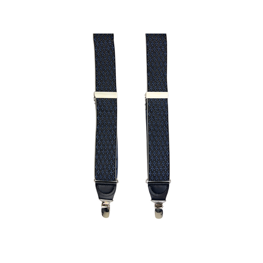 Blue Diamond in Diamond Suspenders with Silver Hardware
