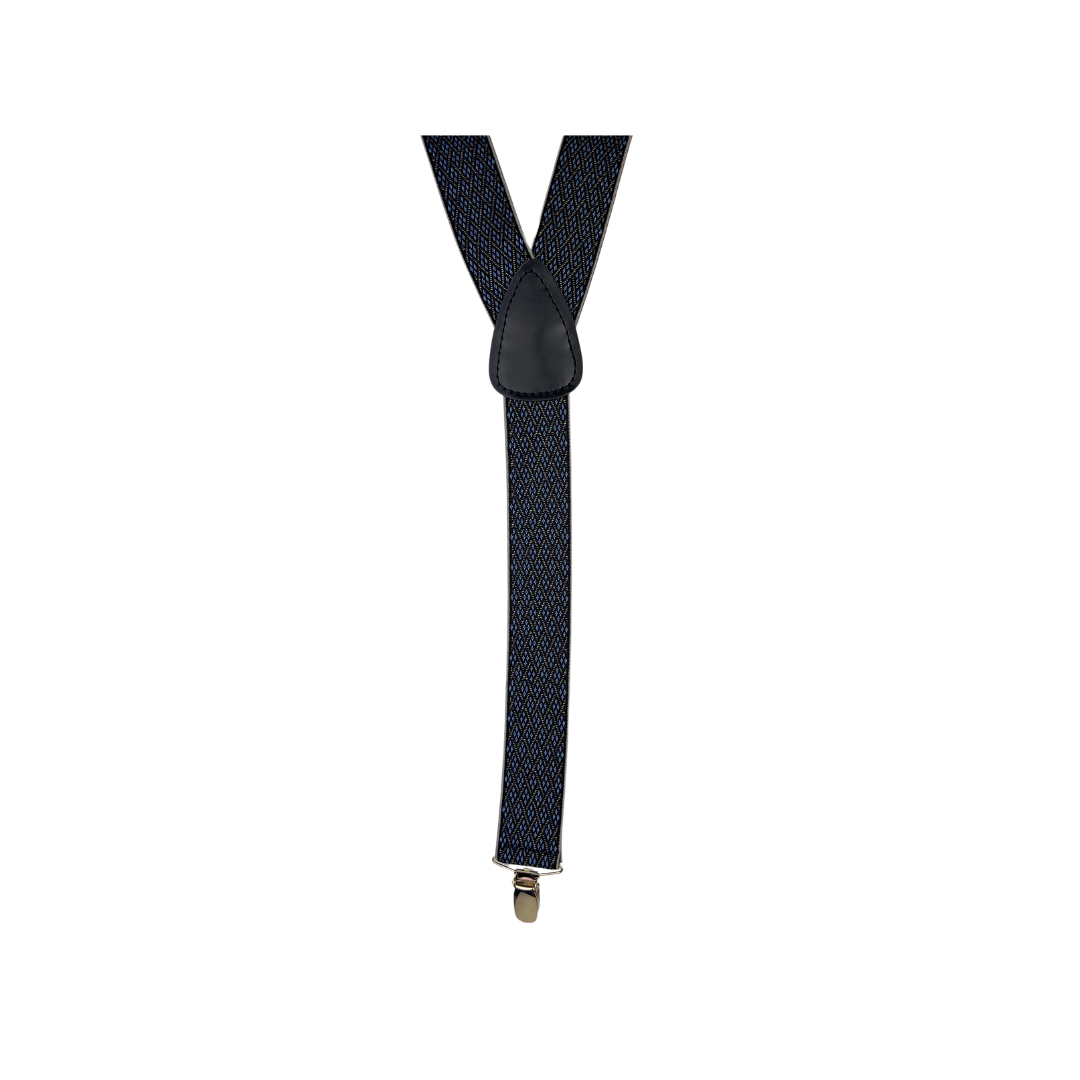 Blue Diamond in Diamond Suspenders with Silver Hardware