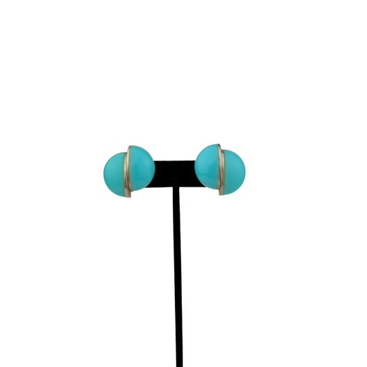 Blue Split Circle Clip On Earrings