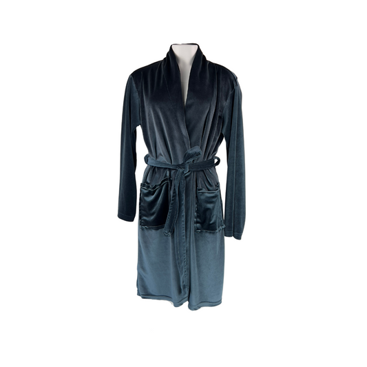 Steel Blue Short Velour Robe