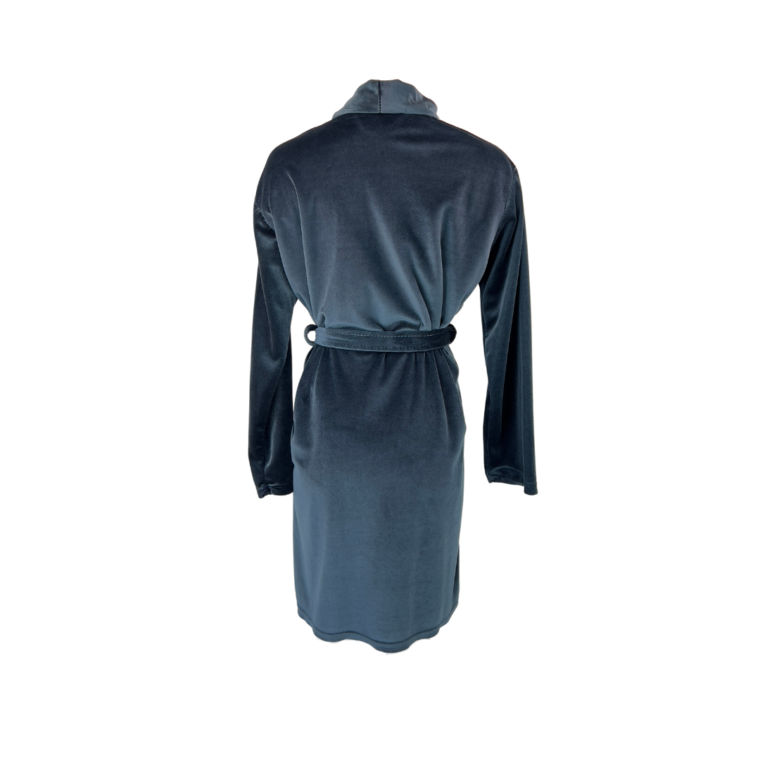Steel Blue Short Velour Robe