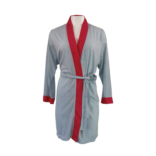 Blue and White Stretch Jersey Robe