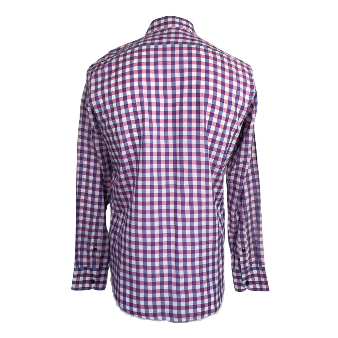 Hugo Boss Pink and Navy Gingham Dress Shirt