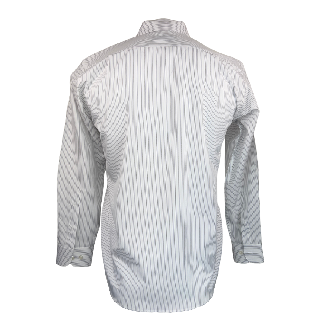 Boss White Dress Shirt with Blue and Black Pinstripes 15.5