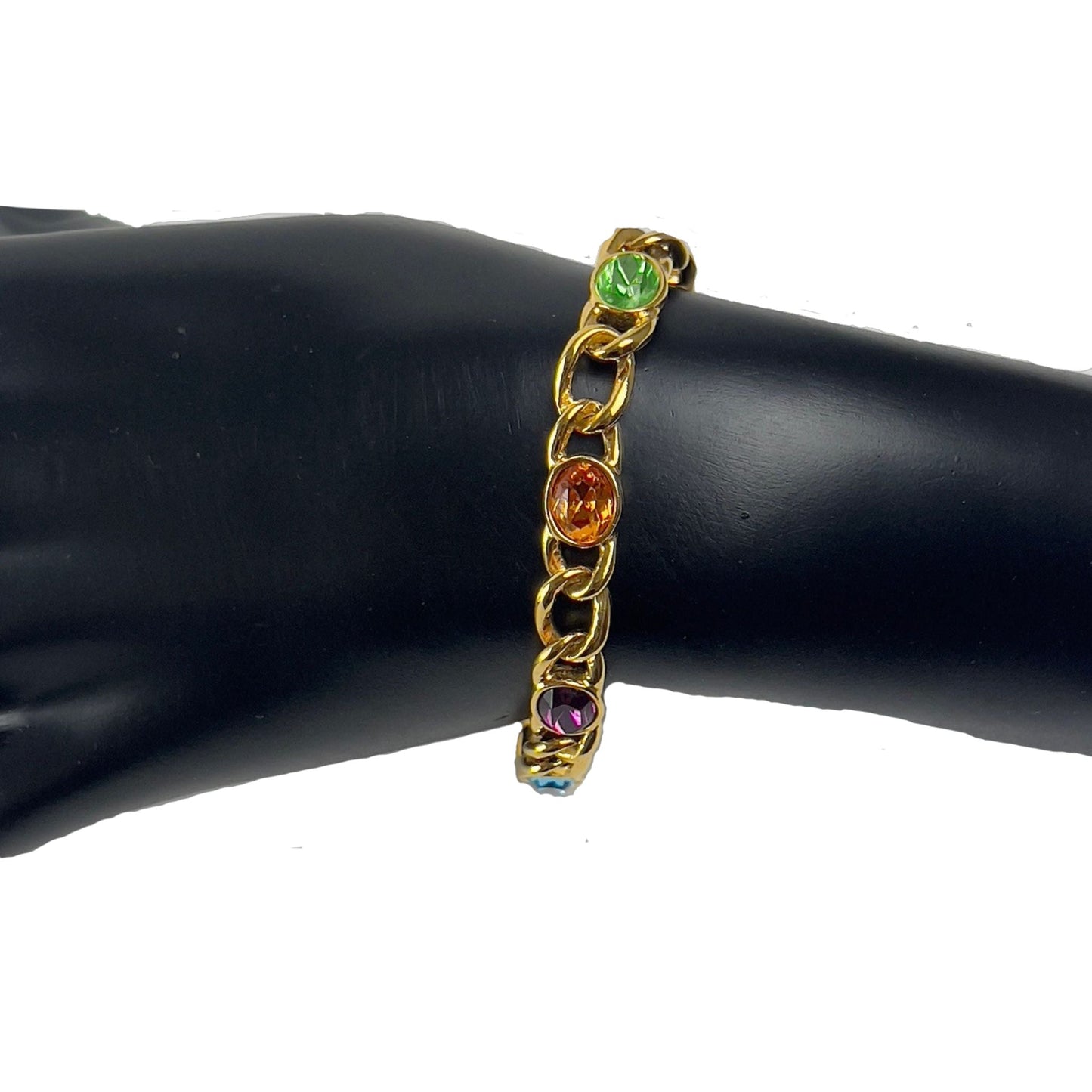 Gold Chain Bracelet with Colorful Stones