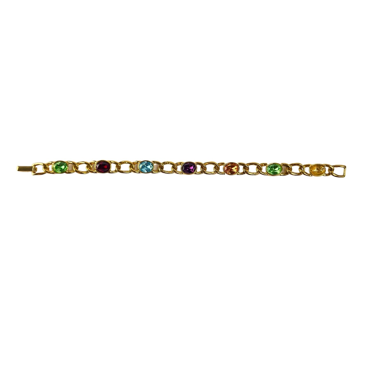 Gold Chain Bracelet with Colorful Stones