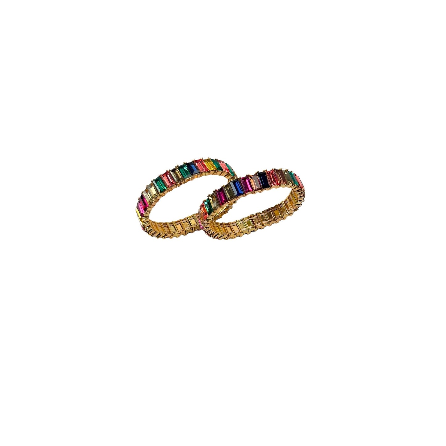 Multi Color Baguette Stones on Elastic Bracelet