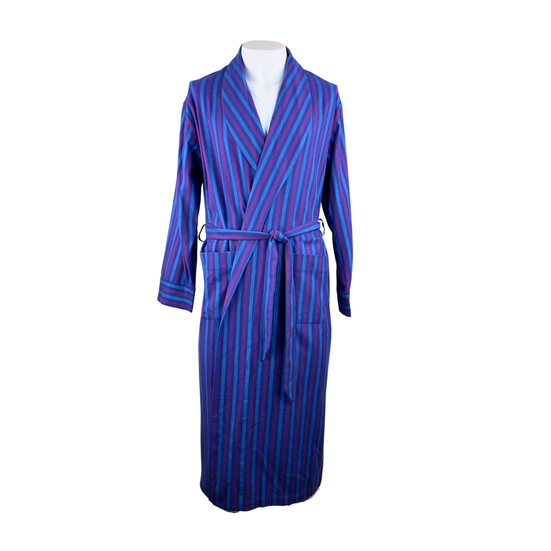 British Boxers Two Piece Pajama Set in Purple and Blue Stripes