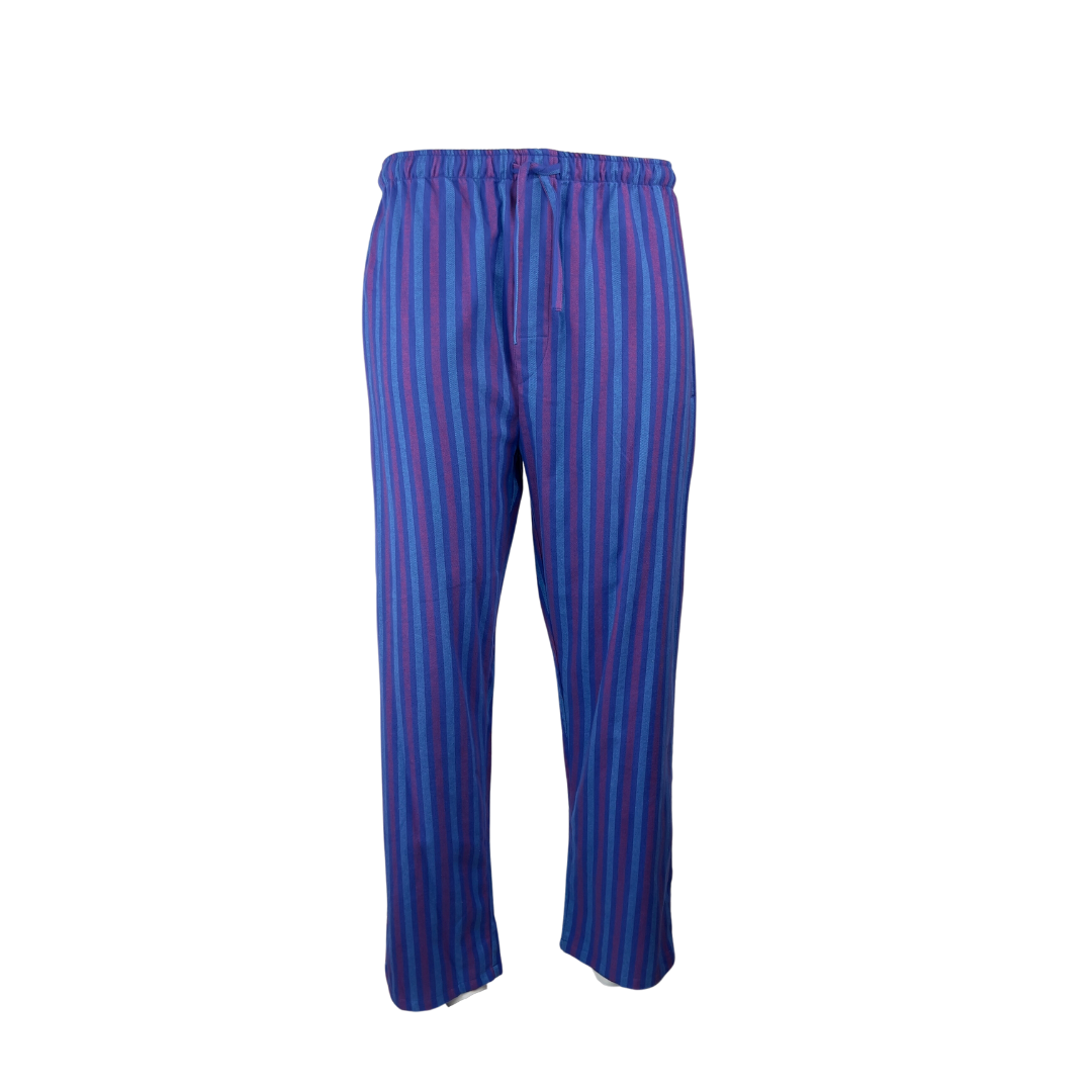 British Boxers Two Piece Pajama Set in Purple and Blue Stripes