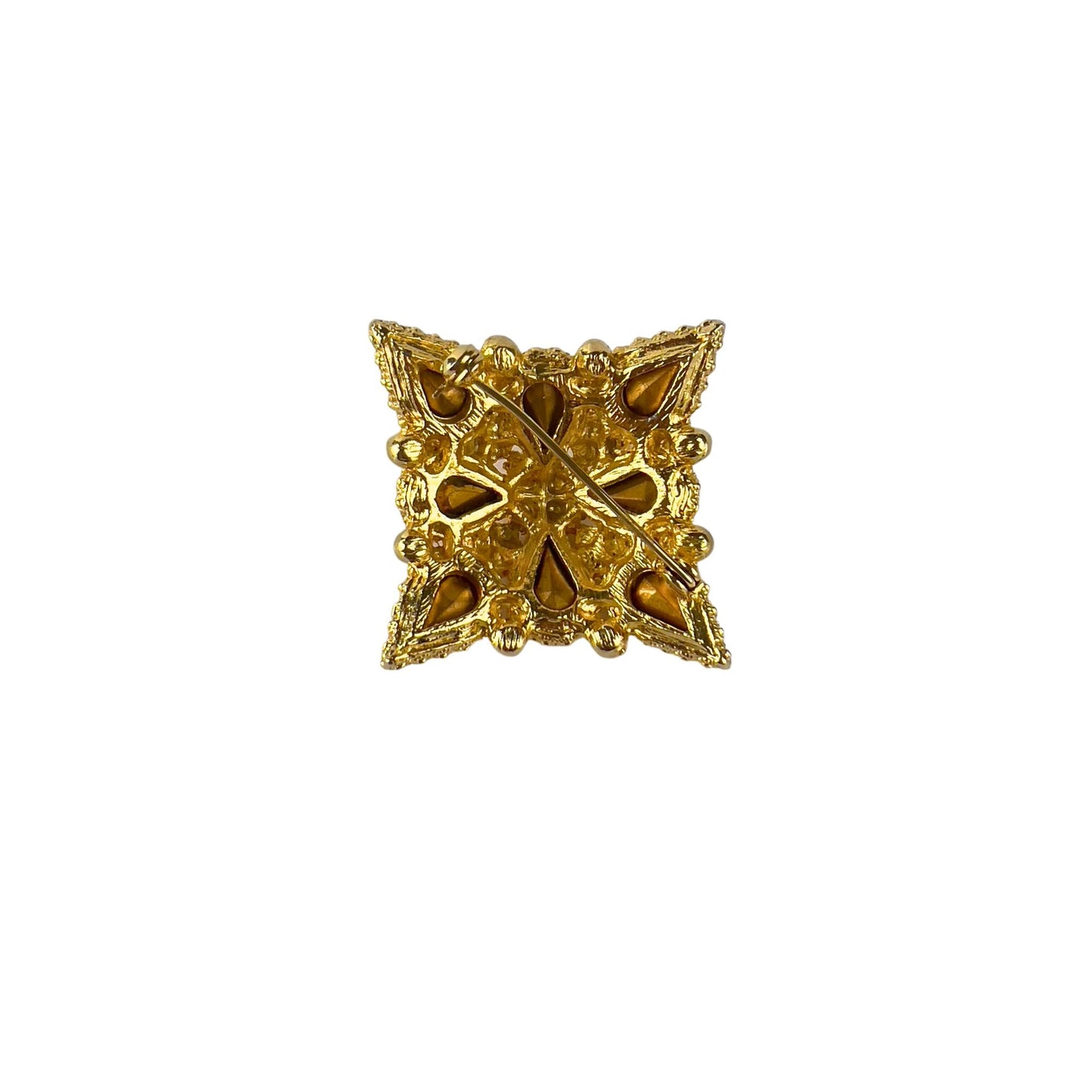 Citrine and Gold Diamond Shaped Brooch
