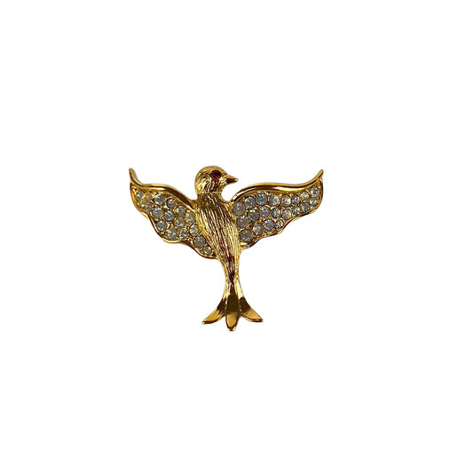 Small Dove Brooch with Ruby Eye