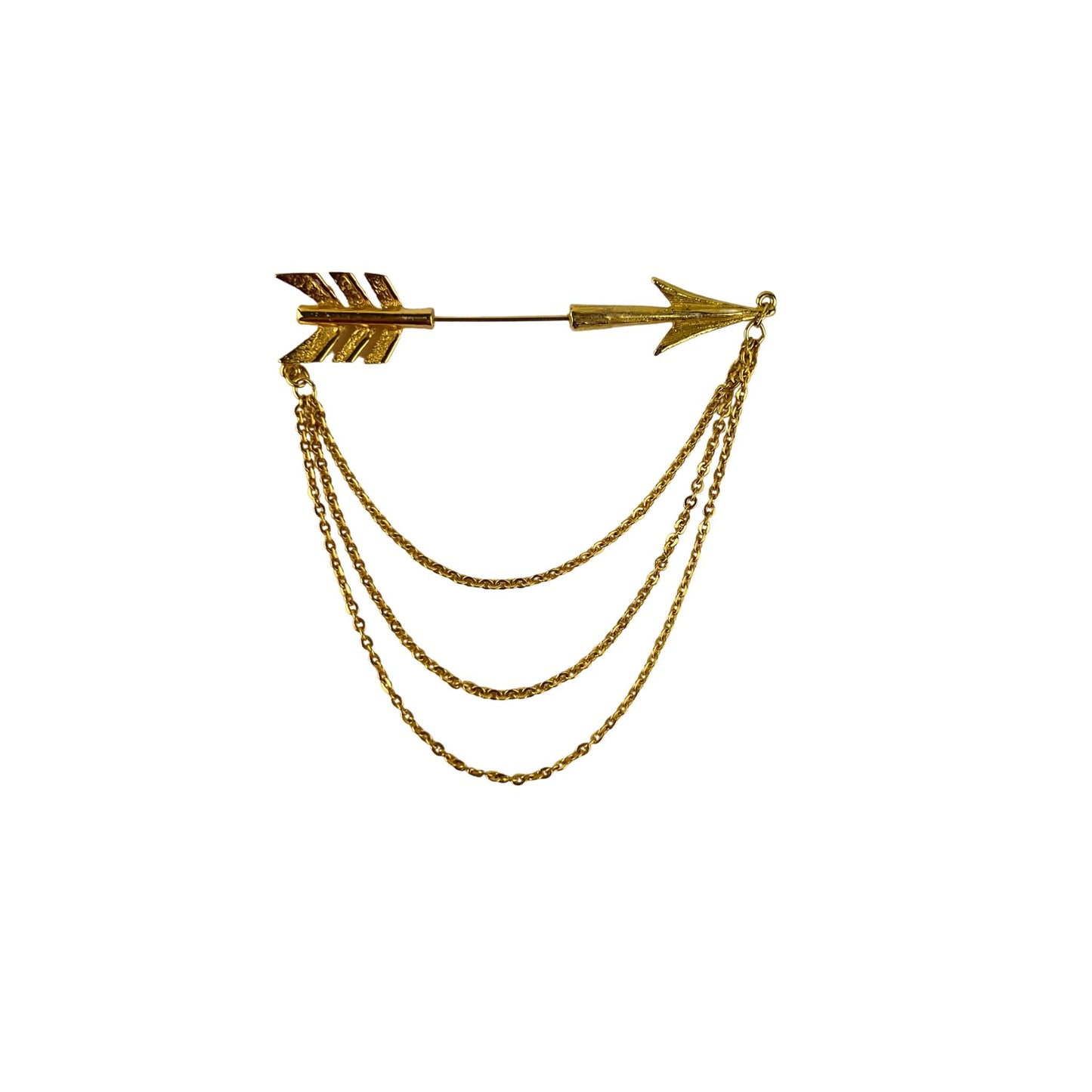 Gold Arrow Lapel Pin with Chains
