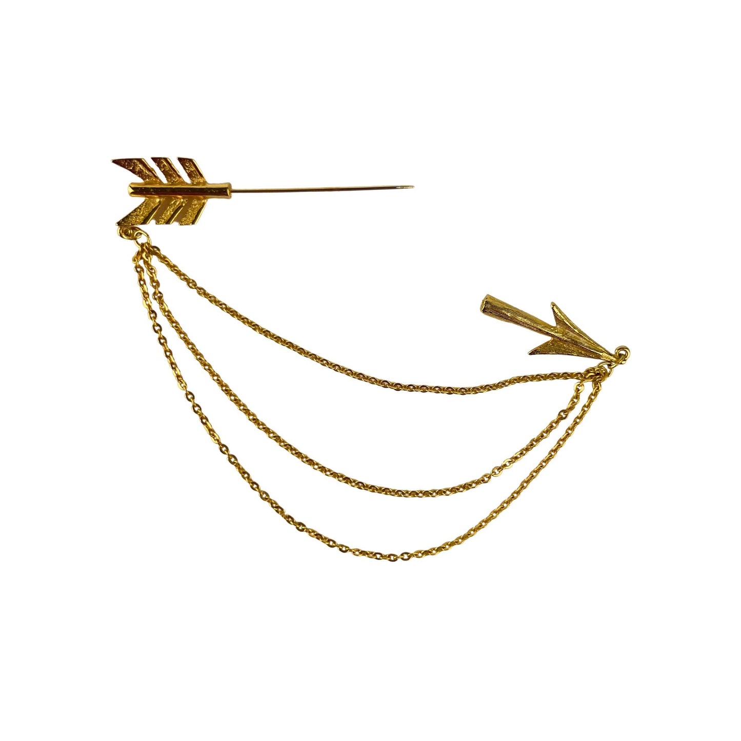 Gold Arrow Lapel Pin with Chains