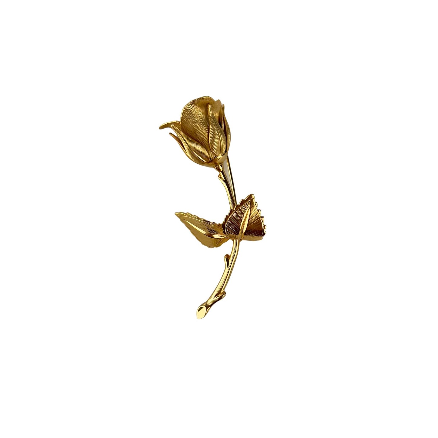 Curved Gold Rose Brooch