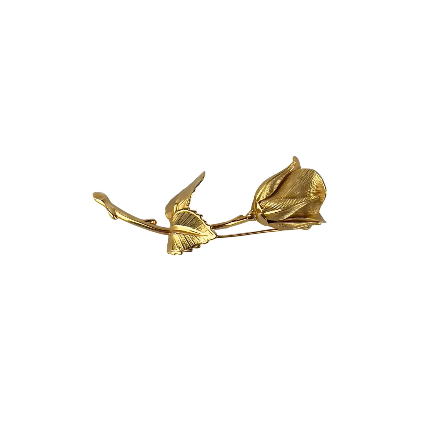 Curved Gold Rose Brooch