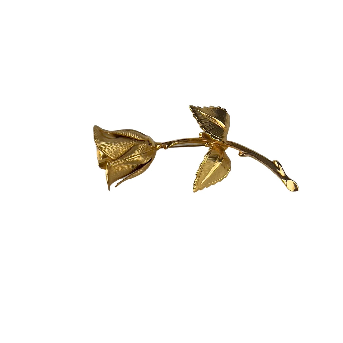 Curved Gold Rose Brooch