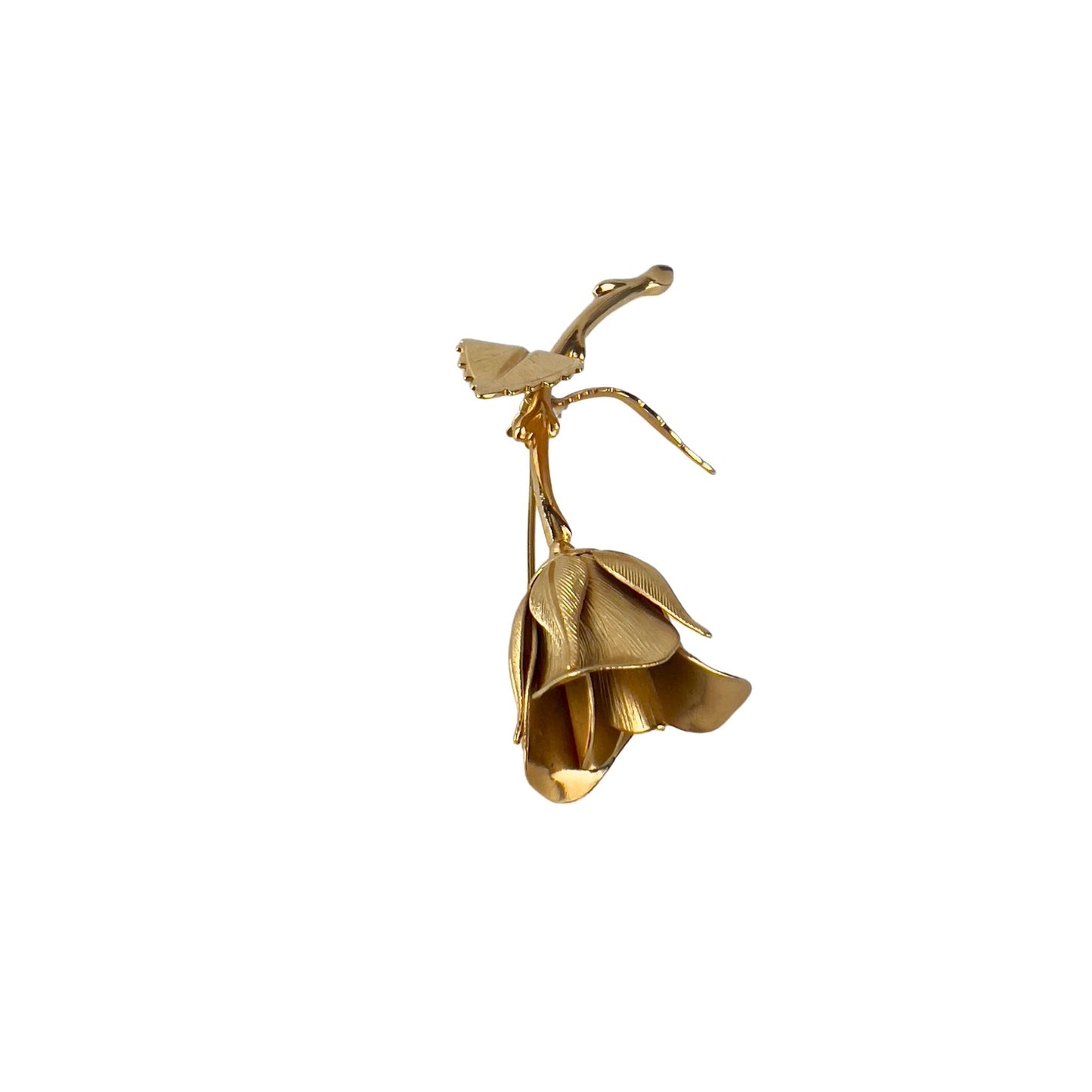 Curved Gold Rose Brooch