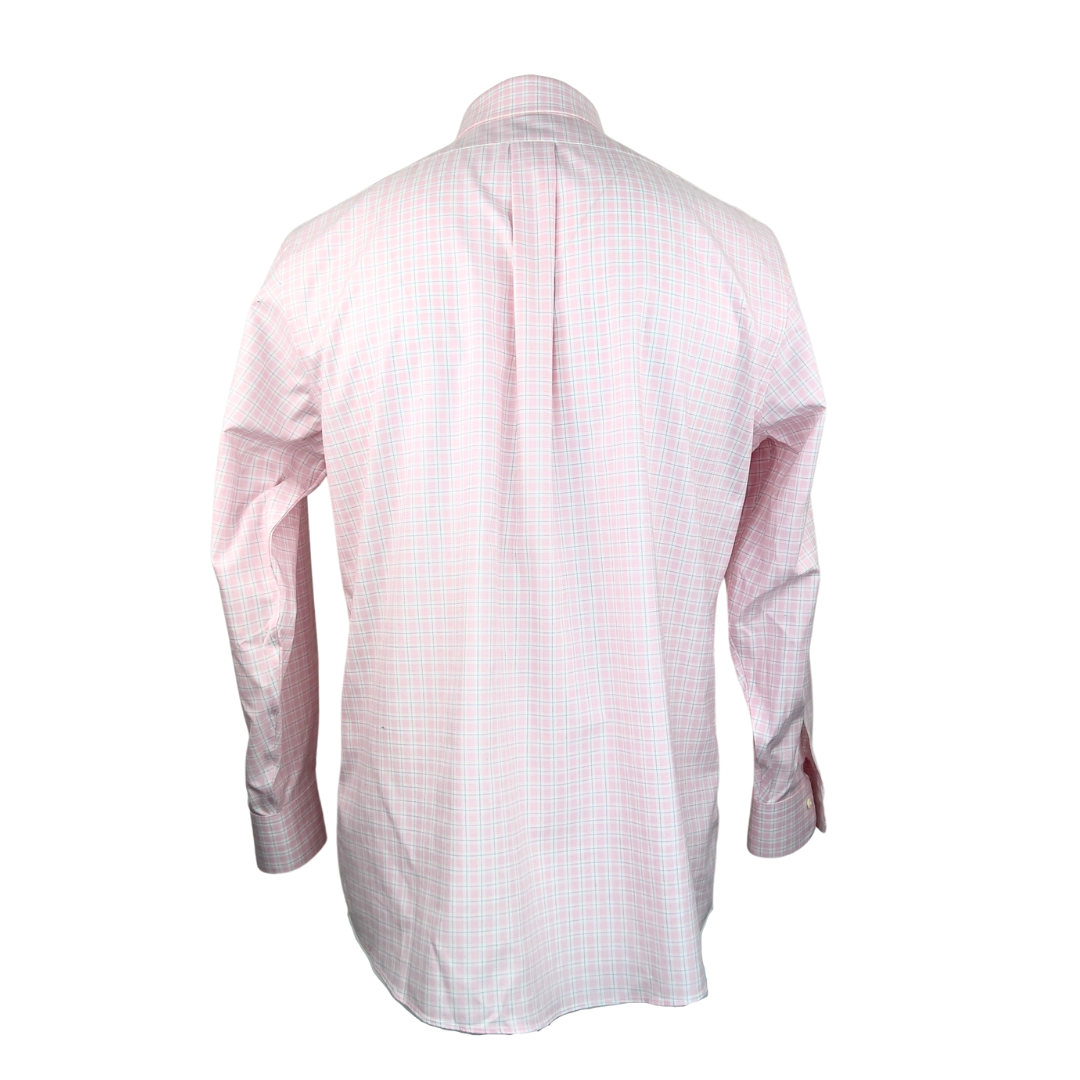 Brooks Brothers Dress Shirt in Light Pink, White and Blue Plaid 16.5S