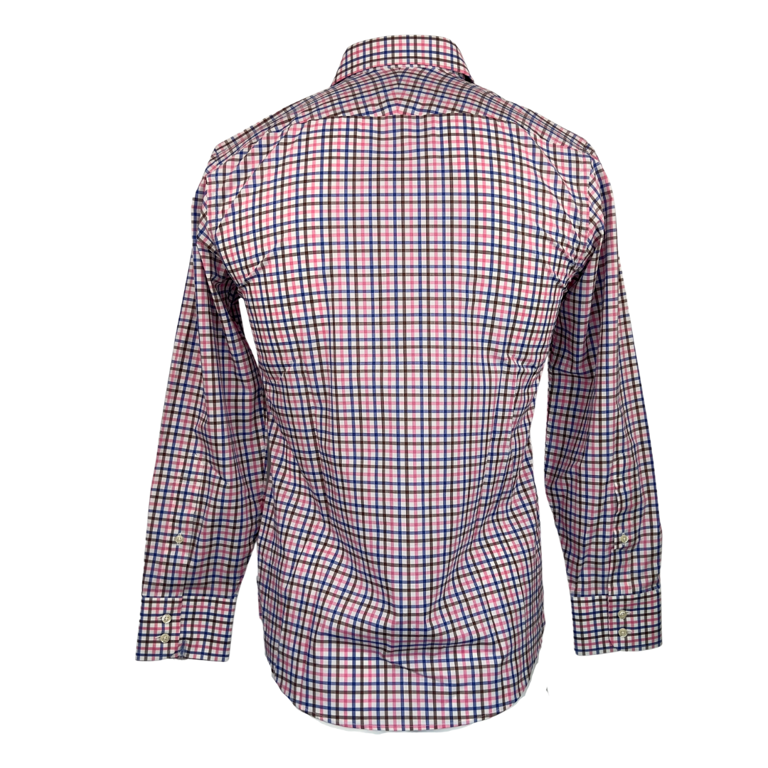 Brooks Brothers Regent Fit Dress Shirt in Pink, Blue and Brown Plaid 14.5