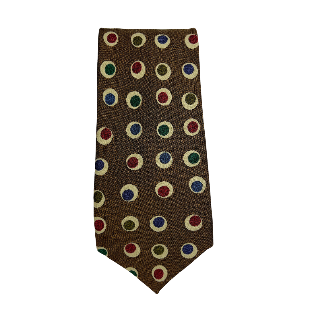 Brown Tie with Multi Color Olives