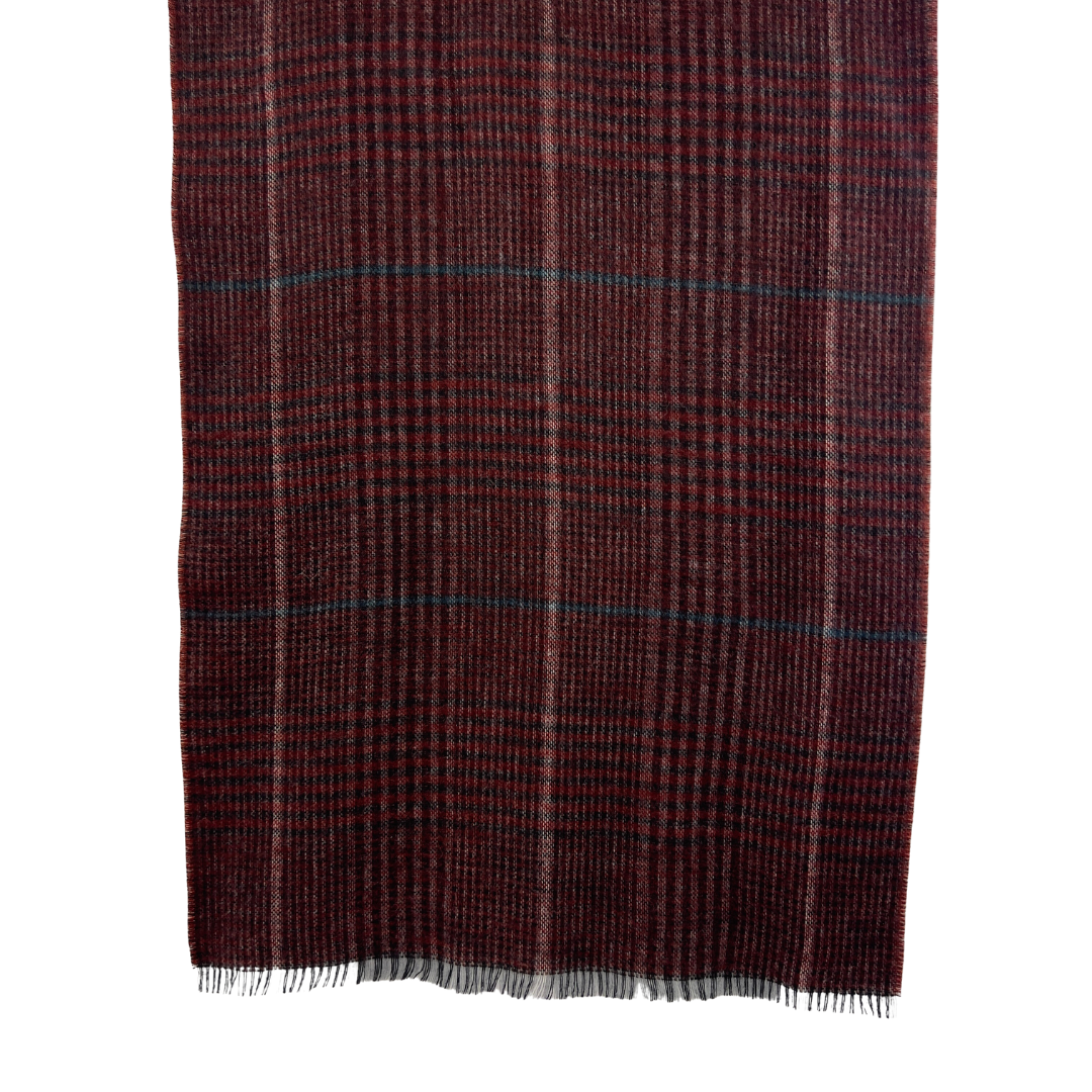 Burgundy Plaid Scarf with Orange Backside