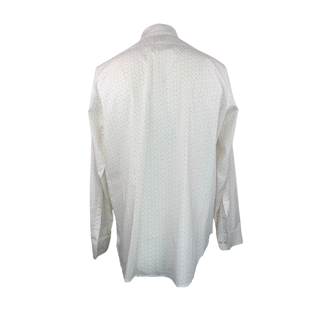 Calvin Klein White Dress Shirt with Grey and Red Dot Triangle Print 17.5