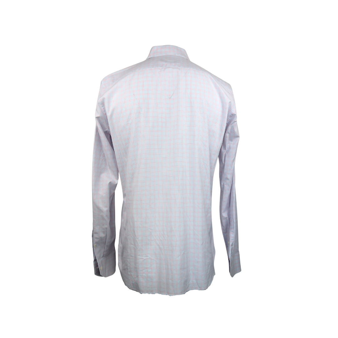 Canali Soft Blue and PInk Check Dress Shirt 16