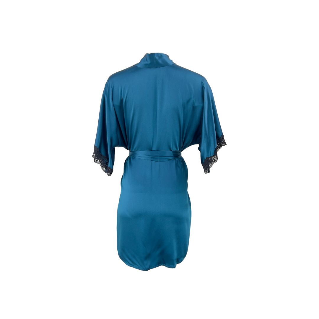 Teal Silk Short Sleeve Robe