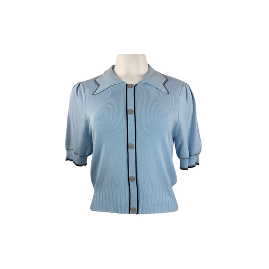 Cider Blue Faux Cardigan with Short Sleeves