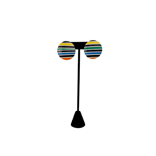 Citrus Stripe Circle Earrings