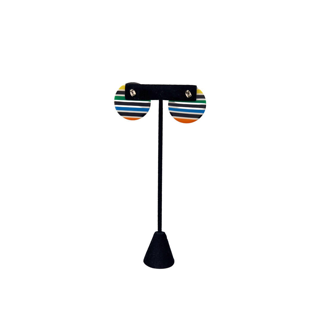 Citrus Stripe Circle Earrings