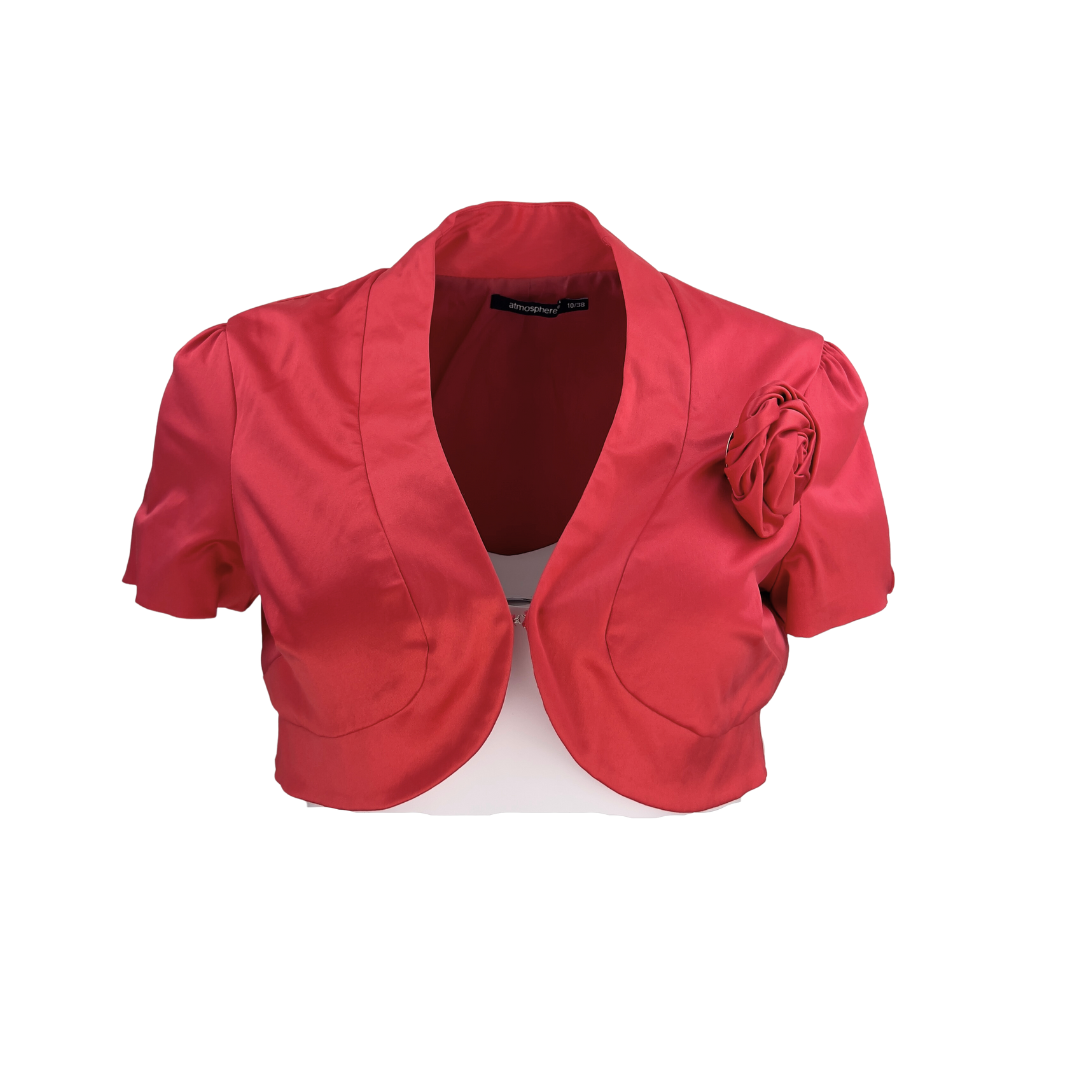 Coral Satin Short Sleeve Bolero