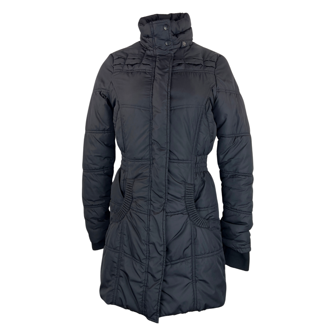 Costa Blanc Black Puffer Coat with Gathered Waist
