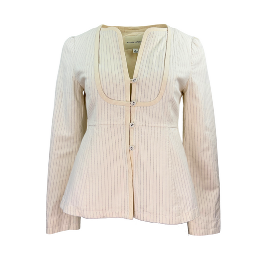 Collarless Cream Pinstripe Banana Republic Blazer