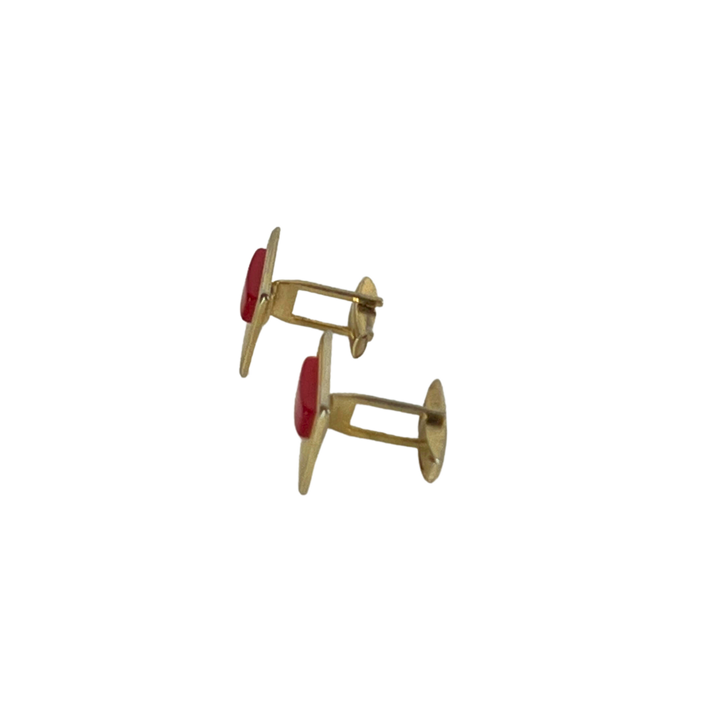 Gold Rectangle Cufflink with Red Insert