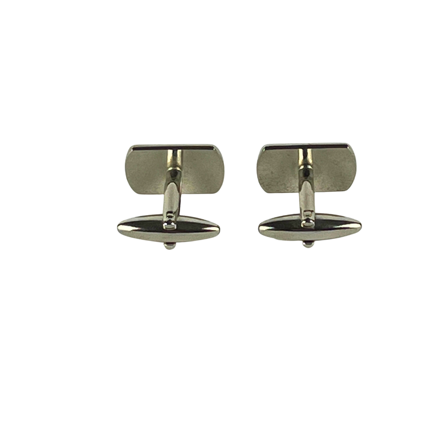Rectangular Gunmetal Cufflinks with Diagonal Lines on Corner