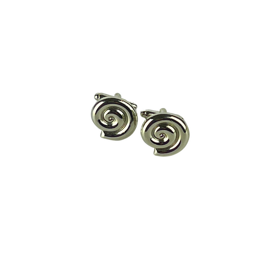 Silver Swirl Round Cufflinks