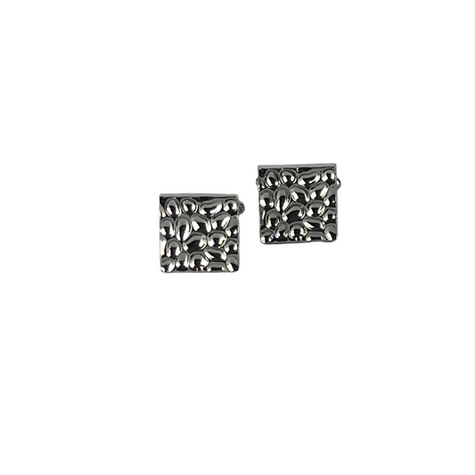 Square Silver Cufflinks with Impressions