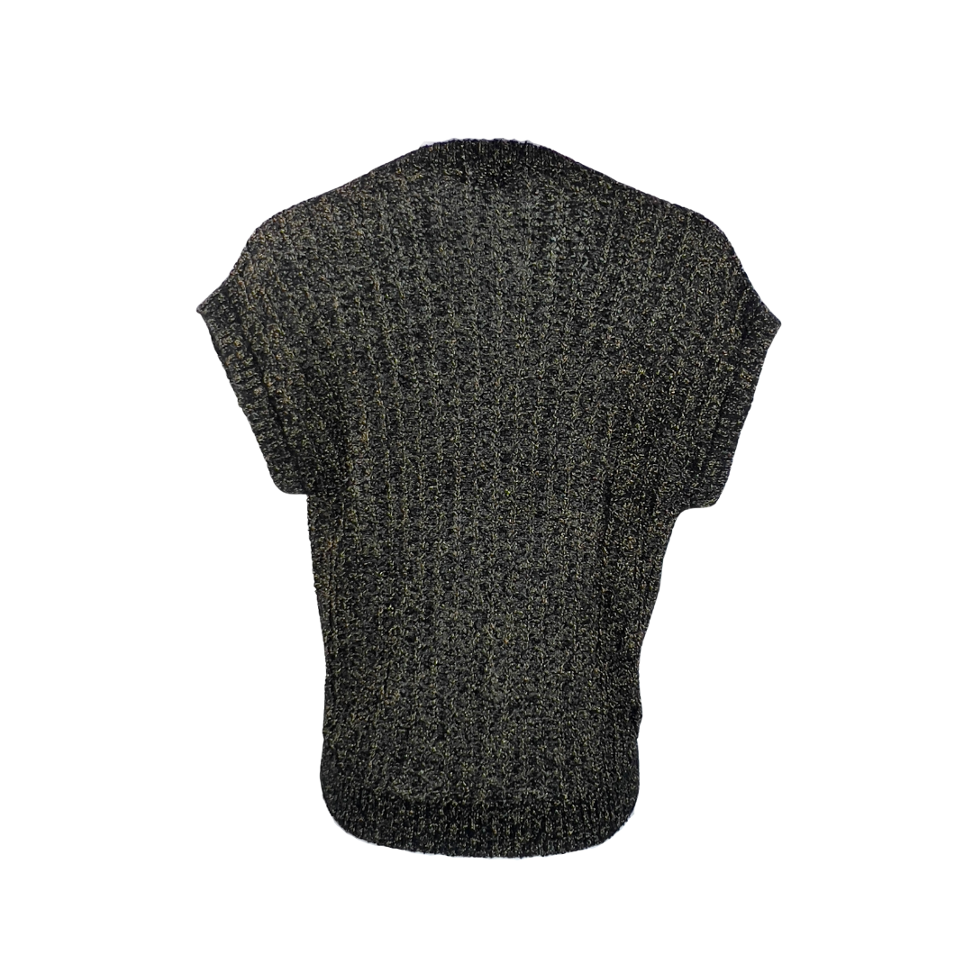 Deep V Short Sleeve Cardigan with 3 Button Closure