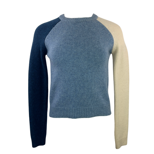 Derek Lam Blue and Cream Colorblock Sweater