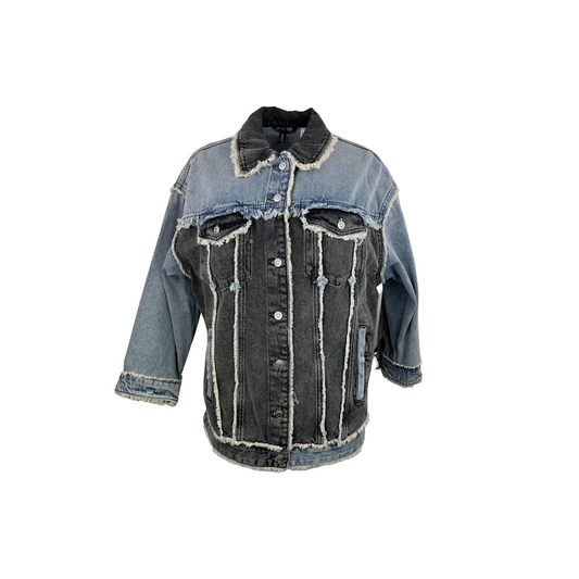 Divided Light Blue and Black Denim Trucker Jacket