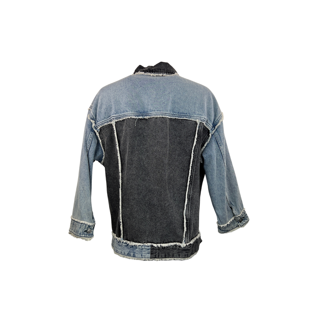 Divided Light Blue and Black Denim Trucker Jacket